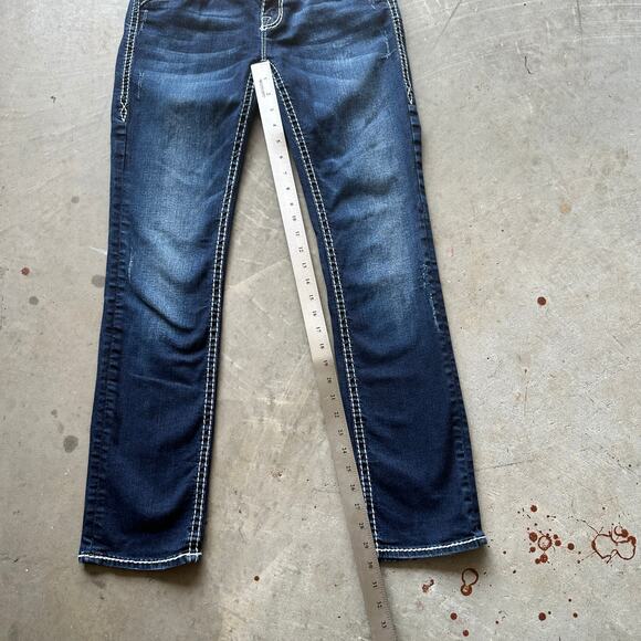 Rock Revival Essie Easy Straight Jeans Women's 27 Dark Wash Distressed Denim - Picture 13 of 15